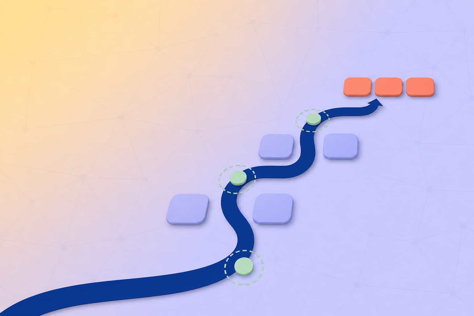 Flexible practice path bending around completed tiles toward new items